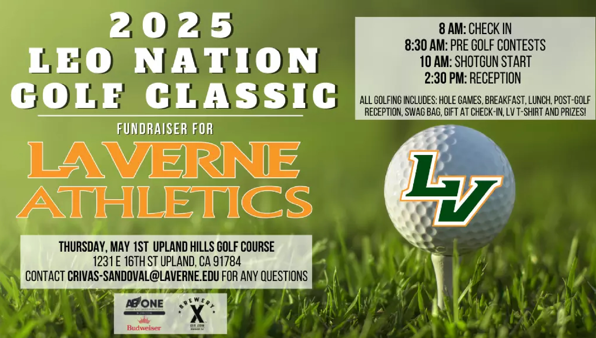 2025 Leo Nation Golf Classic | Fundraiser for La Verne Athletics | Thursday, May 1 | Upland Hills Country Club.